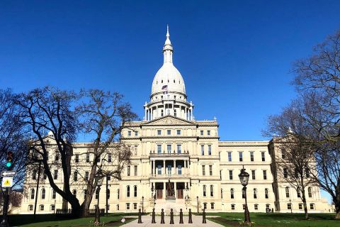 Outside the Michigan Capitol building
