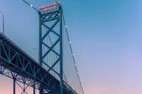The Ambassador Bridge in Michigan. 