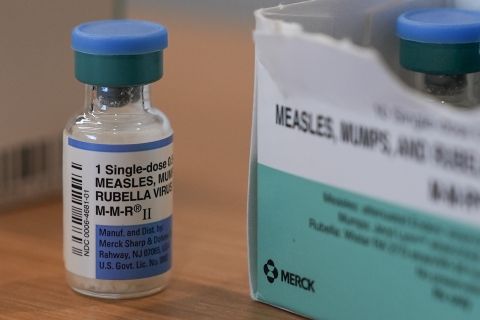 A bottle for the measles vaccine. 