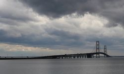 Cloudy over the Mackinac Bridge.